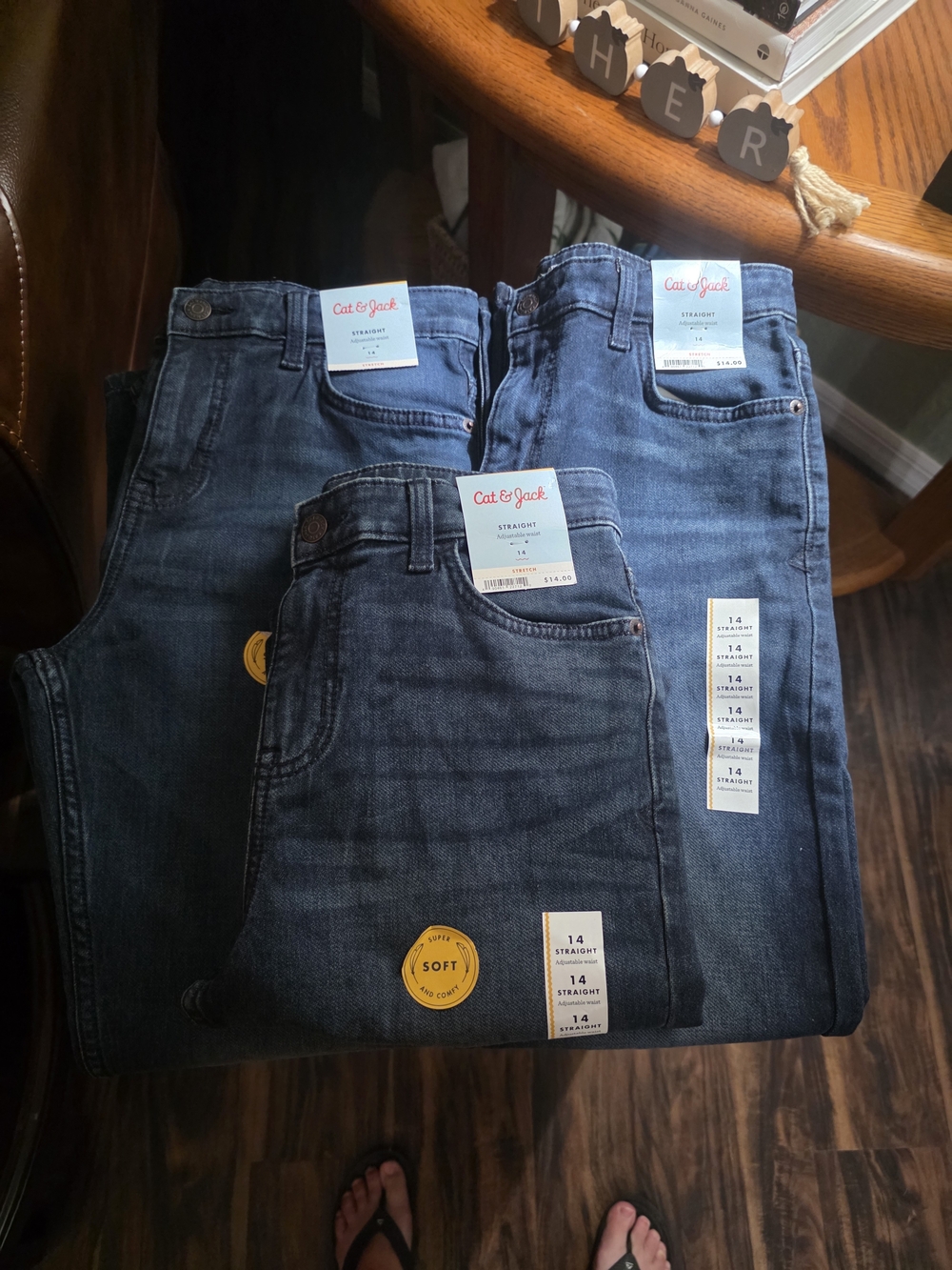 Cat & Jack Boys' Dark Blue Denim Jeans - 3 Pairs